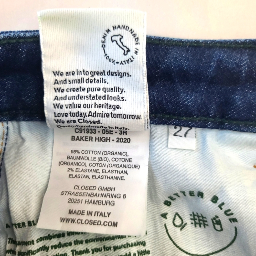 Closed Baker High Rise Dark Organic Cotton Italian Jeans Size 27 - Picture 6 of 11